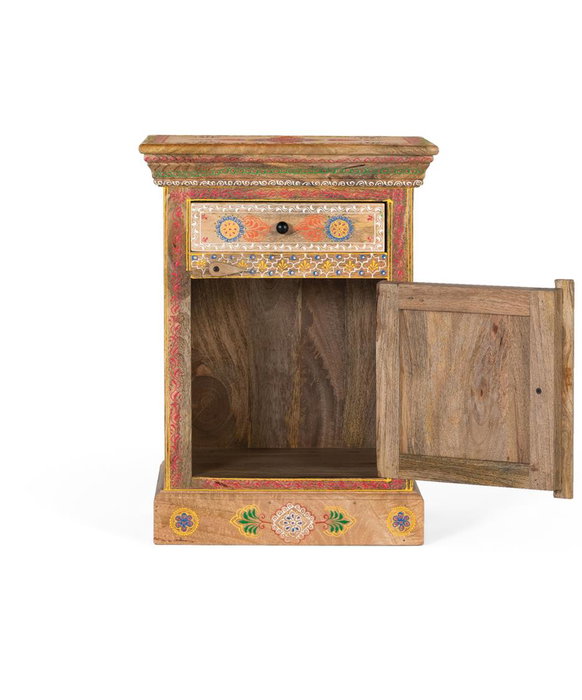 GINER Y COLOMER Table de chevet en bois de manguier peinte à la main